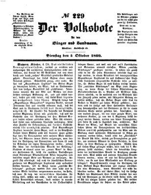 Der Volksbote für den Bürger und Landmann Dienstag 5. Oktober 1869