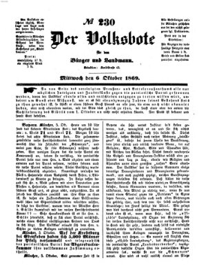 Der Volksbote für den Bürger und Landmann Mittwoch 6. Oktober 1869