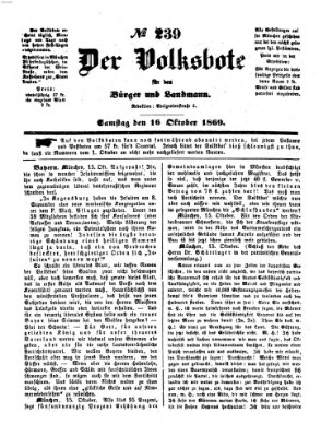 Der Volksbote für den Bürger und Landmann Samstag 16. Oktober 1869