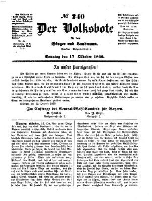 Der Volksbote für den Bürger und Landmann Sonntag 17. Oktober 1869