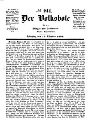 Der Volksbote für den Bürger und Landmann Dienstag 19. Oktober 1869