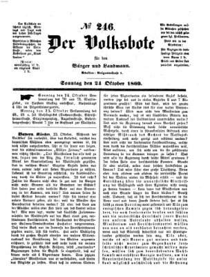 Der Volksbote für den Bürger und Landmann Sonntag 24. Oktober 1869