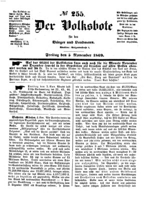 Der Volksbote für den Bürger und Landmann Freitag 5. November 1869