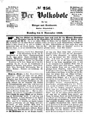 Der Volksbote für den Bürger und Landmann Samstag 6. November 1869