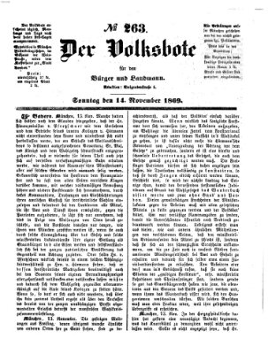 Der Volksbote für den Bürger und Landmann Sonntag 14. November 1869