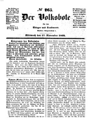 Der Volksbote für den Bürger und Landmann Mittwoch 17. November 1869