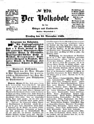 Der Volksbote für den Bürger und Landmann Dienstag 23. November 1869