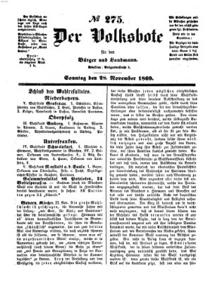 Der Volksbote für den Bürger und Landmann Sunday 28. November 1869