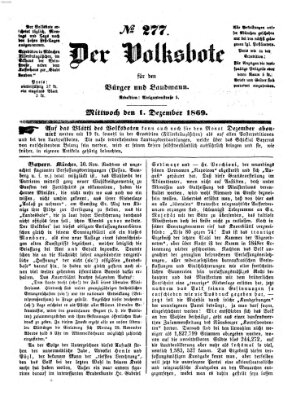 Der Volksbote für den Bürger und Landmann Mittwoch 1. Dezember 1869