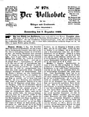 Der Volksbote für den Bürger und Landmann Donnerstag 2. Dezember 1869