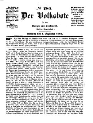 Der Volksbote für den Bürger und Landmann Samstag 4. Dezember 1869