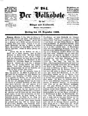 Der Volksbote für den Bürger und Landmann Freitag 10. Dezember 1869