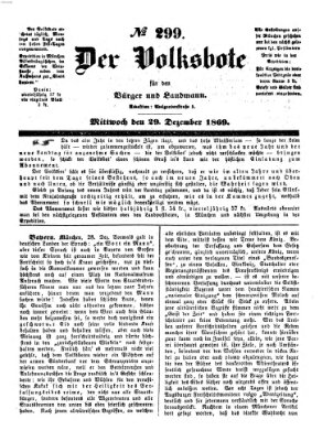 Der Volksbote für den Bürger und Landmann Mittwoch 29. Dezember 1869