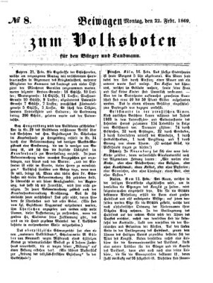 Der Volksbote für den Bürger und Landmann Montag 22. Februar 1869