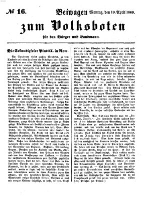 Der Volksbote für den Bürger und Landmann Montag 19. April 1869