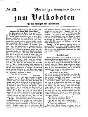 Der Volksbote für den Bürger und Landmann Montag 18. Oktober 1869