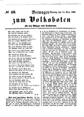 Der Volksbote für den Bürger und Landmann Montag 15. November 1869