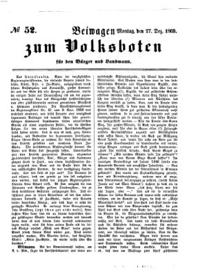 Der Volksbote für den Bürger und Landmann Montag 27. Dezember 1869