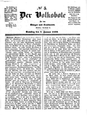 Der Volksbote für den Bürger und Landmann Samstag 8. Januar 1870