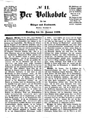 Der Volksbote für den Bürger und Landmann Samstag 15. Januar 1870