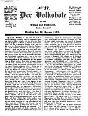 Der Volksbote für den Bürger und Landmann Samstag 22. Januar 1870