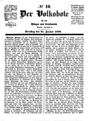 Der Volksbote für den Bürger und Landmann Dienstag 25. Januar 1870