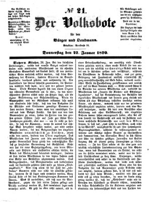 Der Volksbote für den Bürger und Landmann Donnerstag 27. Januar 1870