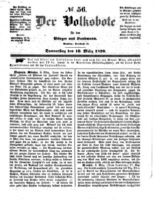 Der Volksbote für den Bürger und Landmann Donnerstag 10. März 1870