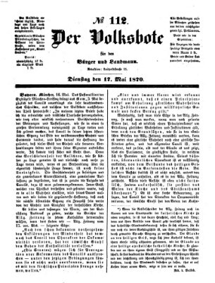 Der Volksbote für den Bürger und Landmann Dienstag 17. Mai 1870