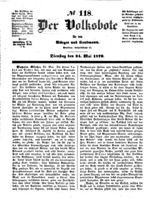 Der Volksbote für den Bürger und Landmann Dienstag 24. Mai 1870