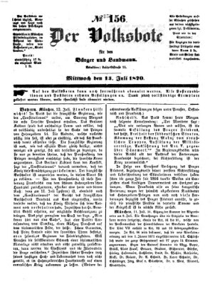 Der Volksbote für den Bürger und Landmann Mittwoch 13. Juli 1870