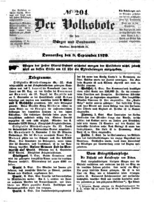 Der Volksbote für den Bürger und Landmann Donnerstag 8. September 1870