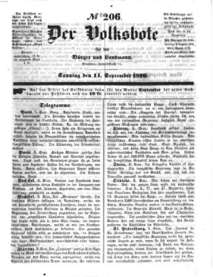 Der Volksbote für den Bürger und Landmann Sonntag 11. September 1870