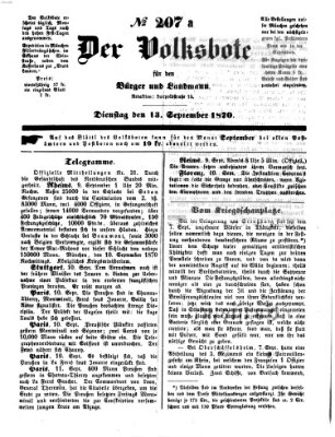 Der Volksbote für den Bürger und Landmann Dienstag 13. September 1870