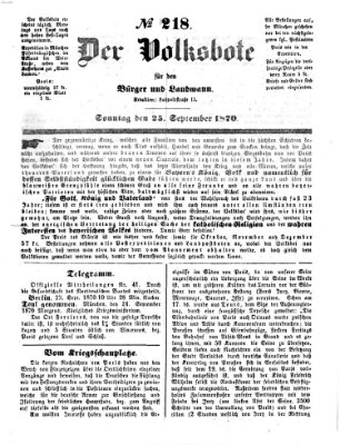 Der Volksbote für den Bürger und Landmann Sonntag 25. September 1870