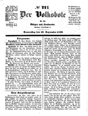 Der Volksbote für den Bürger und Landmann Donnerstag 29. September 1870