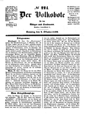 Der Volksbote für den Bürger und Landmann Sonntag 2. Oktober 1870