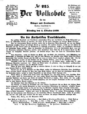 Der Volksbote für den Bürger und Landmann Dienstag 4. Oktober 1870