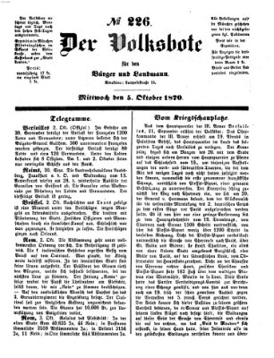 Der Volksbote für den Bürger und Landmann Mittwoch 5. Oktober 1870