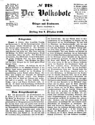 Der Volksbote für den Bürger und Landmann Freitag 7. Oktober 1870