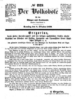 Der Volksbote für den Bürger und Landmann Samstag 8. Oktober 1870