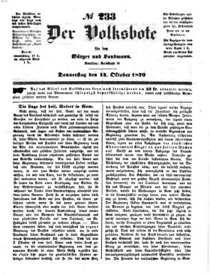 Der Volksbote für den Bürger und Landmann Donnerstag 13. Oktober 1870