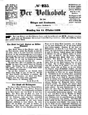 Der Volksbote für den Bürger und Landmann Samstag 15. Oktober 1870