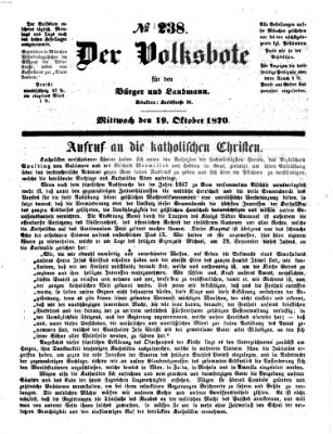 Der Volksbote für den Bürger und Landmann Mittwoch 19. Oktober 1870