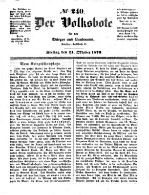 Der Volksbote für den Bürger und Landmann Freitag 21. Oktober 1870