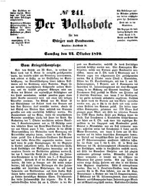 Der Volksbote für den Bürger und Landmann Samstag 22. Oktober 1870