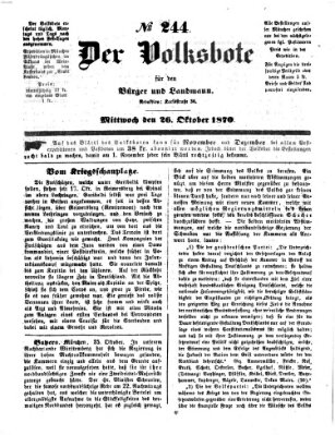 Der Volksbote für den Bürger und Landmann Mittwoch 26. Oktober 1870