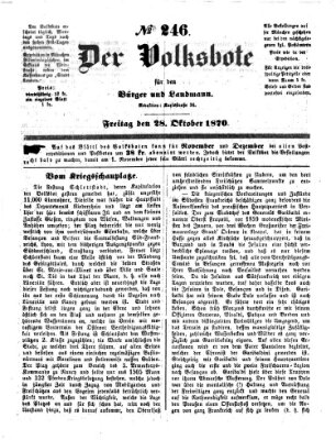 Der Volksbote für den Bürger und Landmann Freitag 28. Oktober 1870