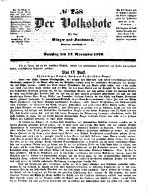 Der Volksbote für den Bürger und Landmann Samstag 12. November 1870