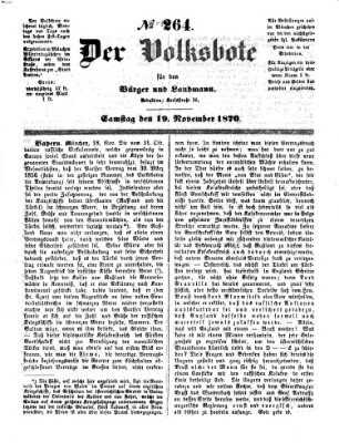 Der Volksbote für den Bürger und Landmann Samstag 19. November 1870